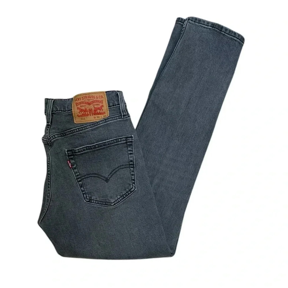 Levi Strauss & Co 511 Grey Washed Skinny Denim Jean Size Large 30 x 32